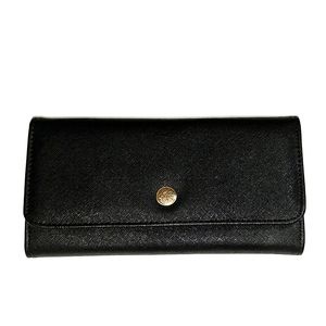 SAFE KEEPER BLACK FAUX SAFFIANO LEATHER WALLET
